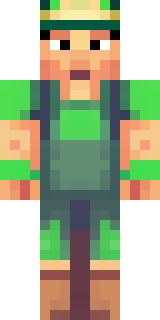 a farmer villager in a straw hat with a green apron
