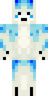 a snow fox spirit in white fur with blue markings