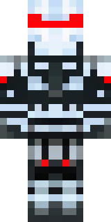 a chrome-armed enforcer in dark tactical gear with red optics