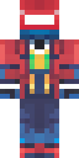 a masked hero in a sleek red and blue suit with a chest emblem