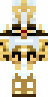 a royal paladin in gold-trimmed white armor with a red cape
