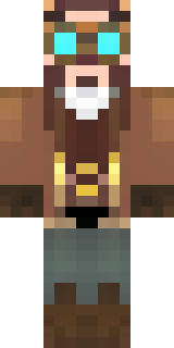 a steampunk inventor in a brown leather coat and brass goggles