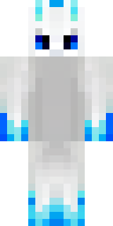 a snow fox spirit in white fur with blue markings