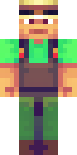 a farmer villager in a straw hat with a green apron