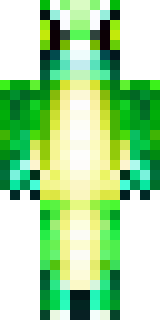 a dragon hybrid with green scales, horns and a spined tail
