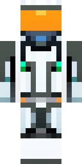 a mecha pilot in a white flight suit with a segmented helmet