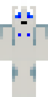 a snow fox spirit in white fur with blue markings