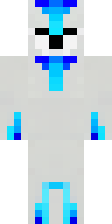 a snow fox spirit in white fur with blue markings