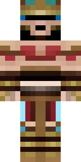 a gladiator in bronze arm guards and a red-plumed helmet