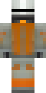 a battle-worn pilot in orange plating with scorch marks
