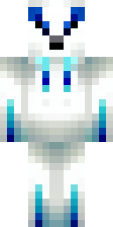 a snow fox spirit in white fur with blue markings