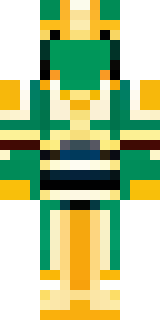a jade samurai in green and gold ceremonial armor