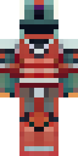 a samurai in red lacquered armor with a horned helmet