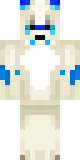 a snow fox spirit in white fur with blue markings