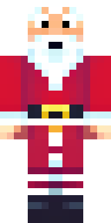a jolly Santa in a red suit with a white beard and sack