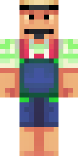 a farmer villager in a straw hat with a green apron