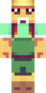 a farmer villager in a straw hat with a green apron