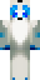 a snow fox spirit in white fur with blue markings