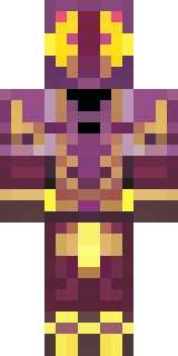 a nether hunter in crimson hide with glowing gold trim
