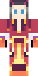 a fire mage in crimson robes with burning orange sleeves