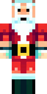 a jolly Santa in a red suit with a white beard and sack