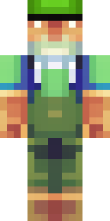 a farmer villager in a straw hat with a green apron