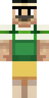 a farmer villager in a straw hat with a green apron