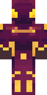 a nether hunter in crimson hide with glowing gold trim