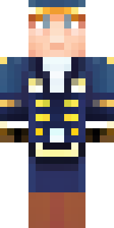 an airship captain in a navy coat with copper gadgets