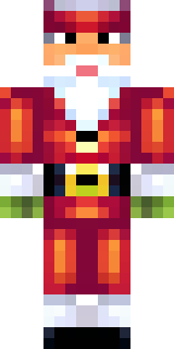 a jolly Santa in a red suit with a white beard and sack