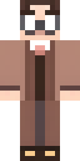 a friendly villager librarian in brown robes with glasses