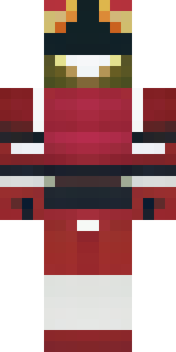 a samurai in red lacquered armor with a horned helmet
