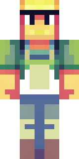 a farmer villager in a straw hat with a green apron