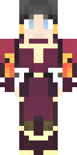 a fire mage in crimson robes with burning orange sleeves