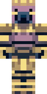 a piglin brute in gold armor with a snout and tusks