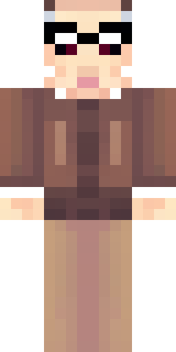 a friendly villager librarian in brown robes with glasses
