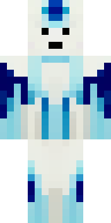 a snow fox spirit in white fur with blue markings