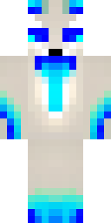 a snow fox spirit in white fur with blue markings