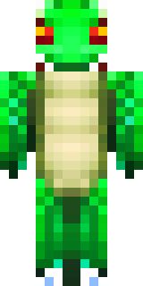 a dragon hybrid with green scales, horns and a spined tail