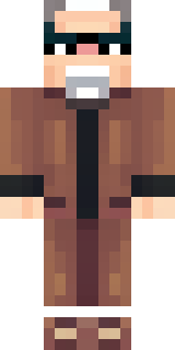a friendly villager librarian in brown robes with glasses