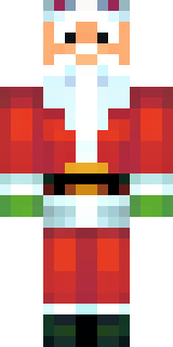a jolly Santa in a red suit with a white beard and sack