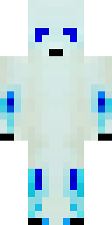 a snow fox spirit in white fur with blue markings