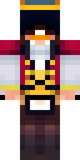 a pirate captain in a long red coat and tricorn hat