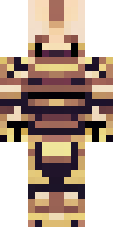a piglin brute in gold armor with a snout and tusks