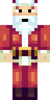 a jolly Santa in a red suit with a white beard and sack