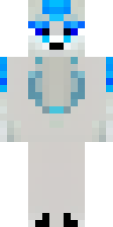 a snow fox spirit in white fur with blue markings