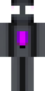 an enderman-inspired figure, tall and black with purple eyes