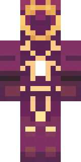 a nether hunter in crimson hide with glowing gold trim