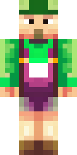 a farmer villager in a straw hat with a green apron