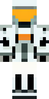 a mecha pilot in a white flight suit with a segmented helmet